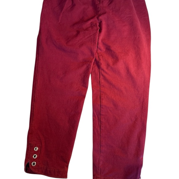 Quacker Factory Jeans burgundy rhinestone heart on pocket rhinestone grommets - Picture 2 of 10